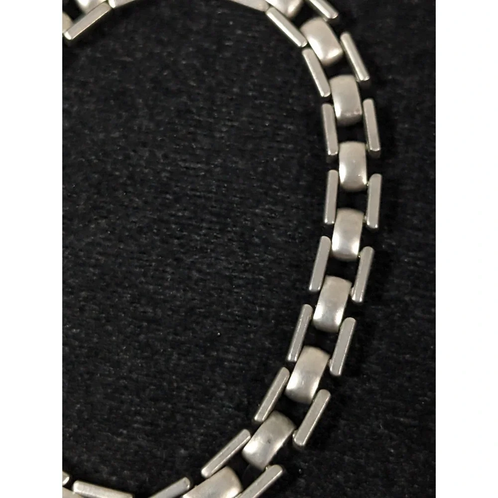 Gray Metallic Matte Panther Link Chain‎ Bracelet Classic Style 7 inches